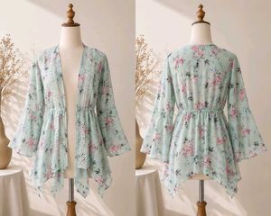 Floral Jacket, shrug with Lace Trim