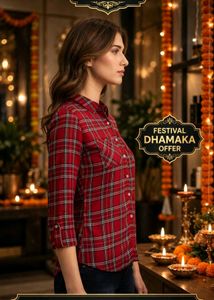 Red Plaid Button-Up Shirt
