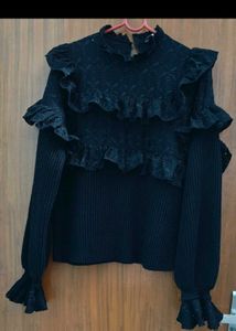 ZARA Black Ruffle Top