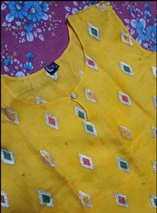 Yellow Embroidered Kurta