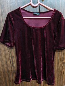 Women Maroon Velvet Top