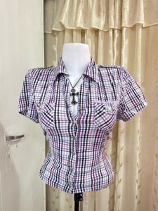 Cute Plaid Button-Up Shirt
