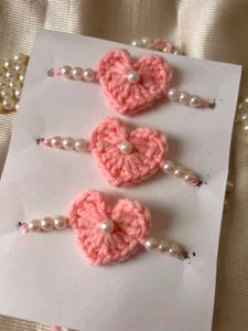 Pink Crochet Heart rakhiii 🎀🌷