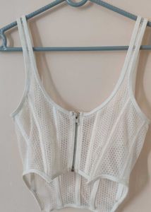 White Mesh Corset Top