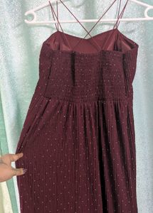 Sparkly Maroon Strappy Midi Dress