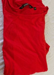 Evening Outing Red Top With Frill Designing