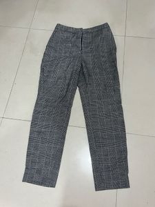 H&M Grey Plaid Slim Fit Pants with Pockets