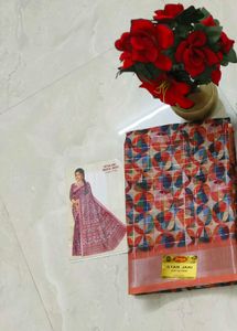Vibrant Geometric Print Saree