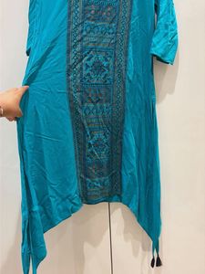 Teal Blue Embroidered Kurta