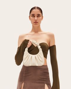 Chic Ruched Cream Hobo Bag