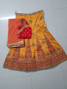 Yellow Embroidered Lehenga Choli Set