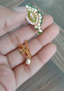 rajputi Elegant Pearl & Kundan nose pin besar