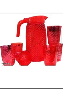 Red Pitcher and Glasses Set