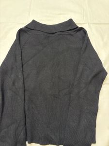 Women’s Black Ribbed Knit Zip-Up Cardigan