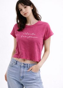 BOXY Pink Graphic Crop T-Shirt