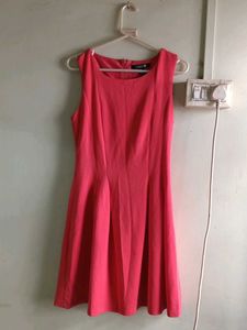 Vibrant Coral Fit & Flare Dress