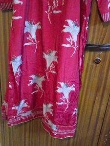 Maroon Floral Kurta Set with Dupatta