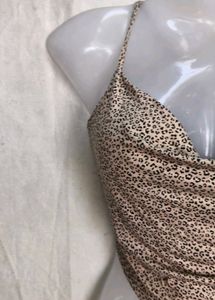 Leopard Print Ruched Camisole Top