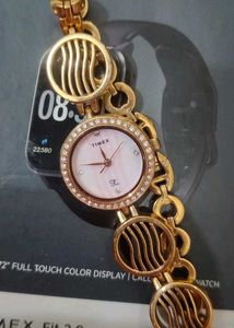 Timex Smartwatch with Gold Band