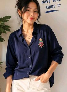 Royal Bhutan Navy Blue Embroidered Shirt