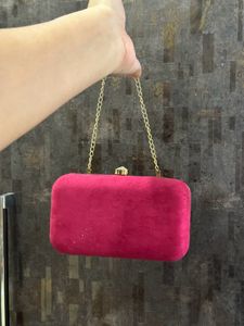 Designer Pink Velvet Garland Feel Clutch