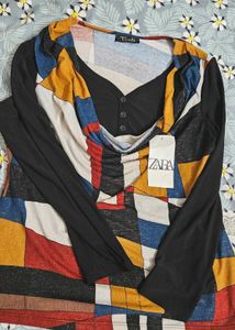 Colorful Geometric Print Long Sleeve Top