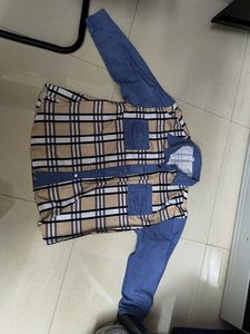 Men's Plaid Shirt with Denim Sleeves