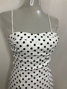Zara Strappy Denim Corduroy Polka Dot Mini Dress