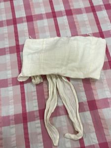 Cream Linen Crop Top Blouse Size Eur S