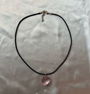 y2k coquette pink heart necklace