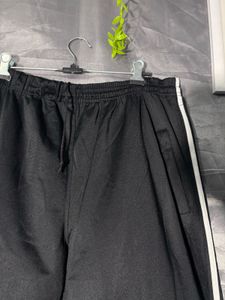 Black Track Pants with White Stripes