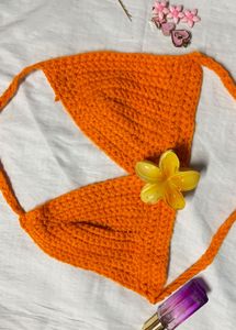 Crochet Orange Bikini Top