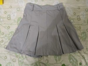 Grey Pleated Mini Skirt