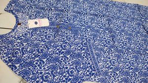 Blue &amp; White Paisley Print Kurta XXL