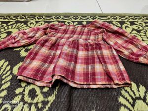 Cute Plaid Smocked Top