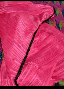Leheriya Jaipuri Long Kurti &amp; Pink Saree