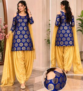 Royal Blue Kurta Set with Golden Pants