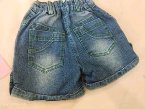 Cute Denim Shorts with Green Accents
