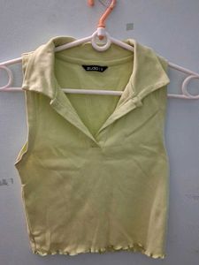 Cute Light Green Collared Top