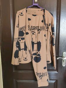 Zudio Cute Beige Print Night suit