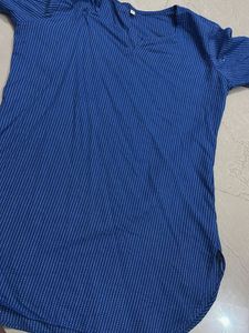 Blue Striped Cotton Kurta