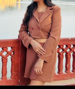 Chic Brown Mini Dress 3 piece