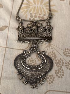 Oxidized Silver Statement Necklace