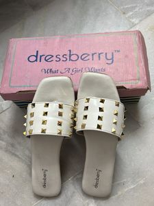 White Studded Slide Sandals
