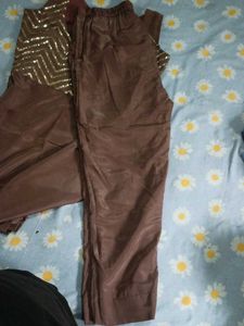 Embellished Brown Kurta Set