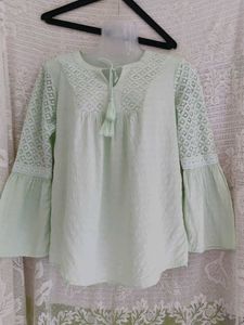 Light Green Embroidered Kurta Top