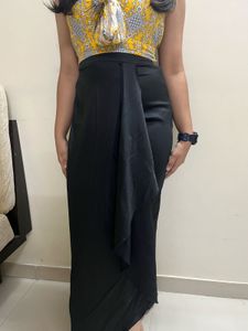 Black Ruffle Detail Maxi Skirt