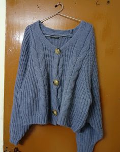 Korean Blue Stylish Wool Cardigan