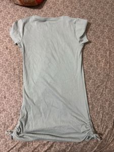 Light Blue Ruched T-Shirt Dress
