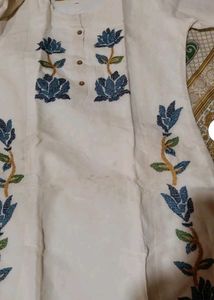 White Kurta with Floral Print